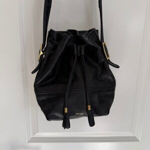 Black Drawstring Bucket Bag